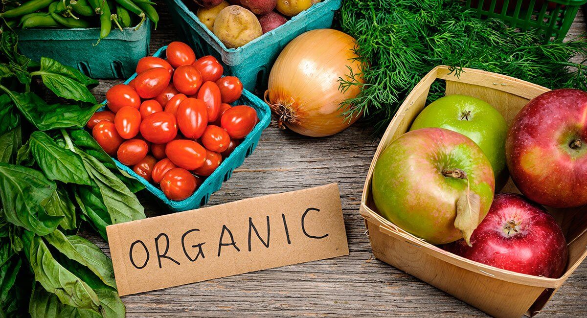 Produce Surrounding Sign That Reads Organic